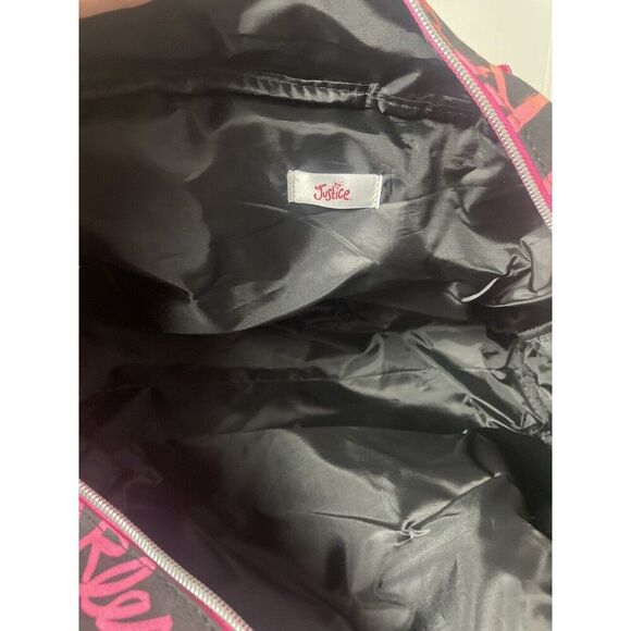 EUC GIRLS LIVE JUSTICE GRAFFITI NEON DUFFEL OVERNIGHT BAG CARRYON TOTE 16”X6X10” - Picture 4 of 4